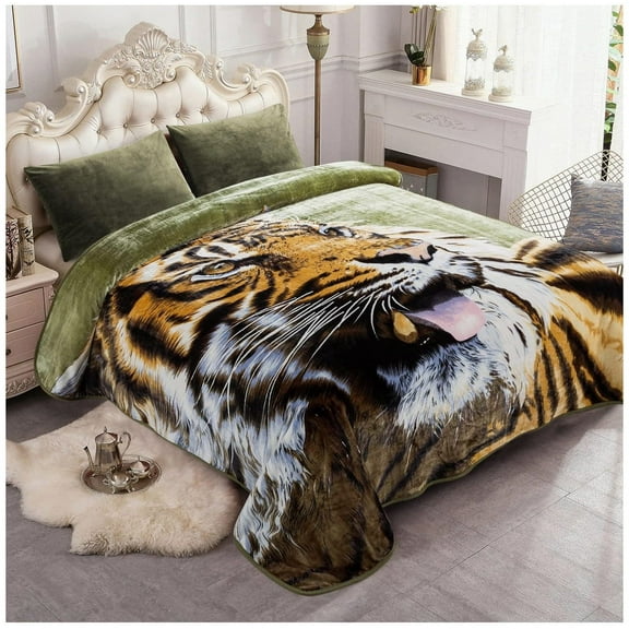 Omsix Plush Fleece Blanket Queen Size 91" x 75", 3.7LBs 1 Ply Soft Korean Mink Warm Lightweight Bed Blanket for Autumn Winter