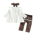 thumbnail image 1 of CNKOO Infant Baby Girls Clothes Sets Ruffles Long Sleeve Button Tops+Leopard Printed Pants+Headband 3-24M, 1 of 7