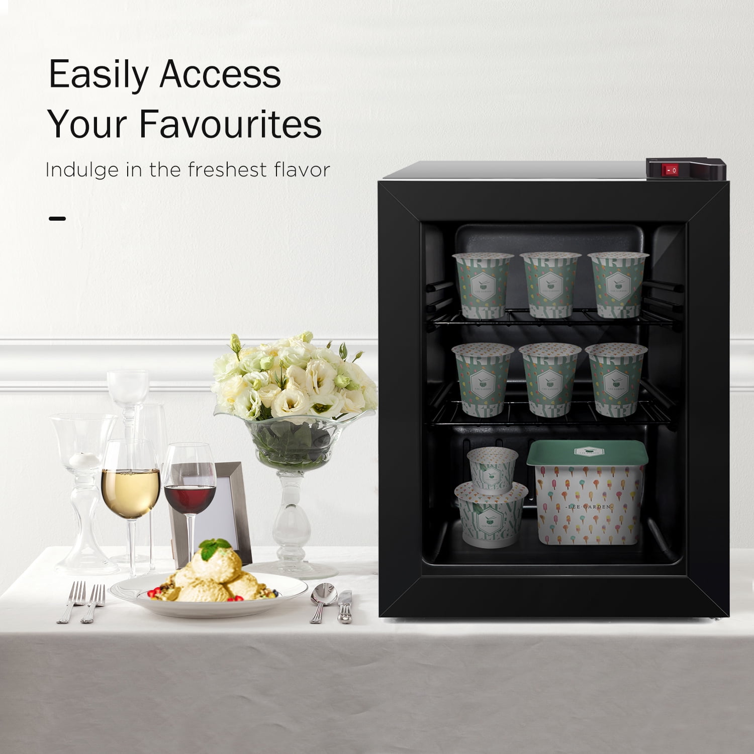 Northair 2.1 Cu Ft Countertop Display Glass Door Freezer with LED Light Perfect for  Ice Cream  at POS