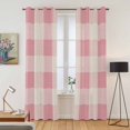 thumbnail image 2 of Pink Farmhouse Kitchen Curtains 84 Inch Length, Buffalo Plaid Check Lattice Geometric Grommet Top Bedroom Living Room Curtains, Light Filtering Cafe Curtain Drapes 2 Panels Set 84''x84'', 2 of 9
