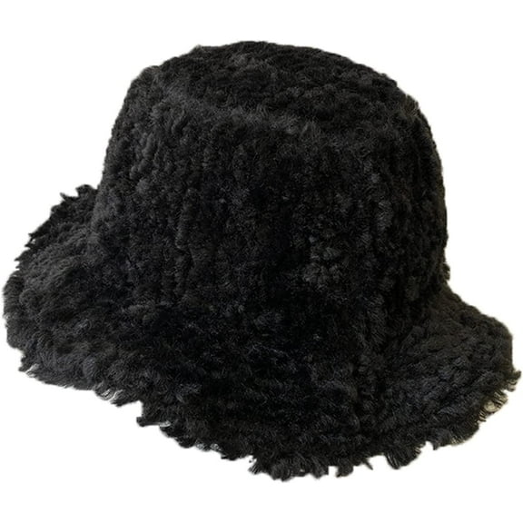 CoCopeaunts Plain Bucket Hats for Women Minority Design Wave Brim Fisherman Hat Autumn Winter Cold Proof Plush Cloud Basin Caps