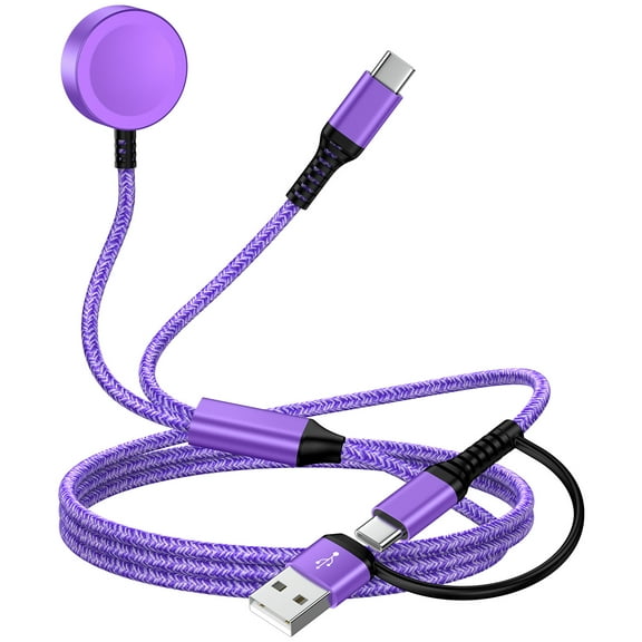 2 in 2 USB C Watch Charger,USBA&C to USB C Cable&Watch Charger Android Type C Cale Cords 6ft Fast Charging Dock Stand Replacement Wireless Magnetic USB Type C Watch Charger Pad Compatible for Samsung