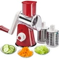 thumbnail image 1 of Râpe à Légumes Rotative Manuelle Multifonction avec 3 Lames en Acier Inoxydable, pour Fruits, Légumes et Fromage (Rouge), 1 of 5