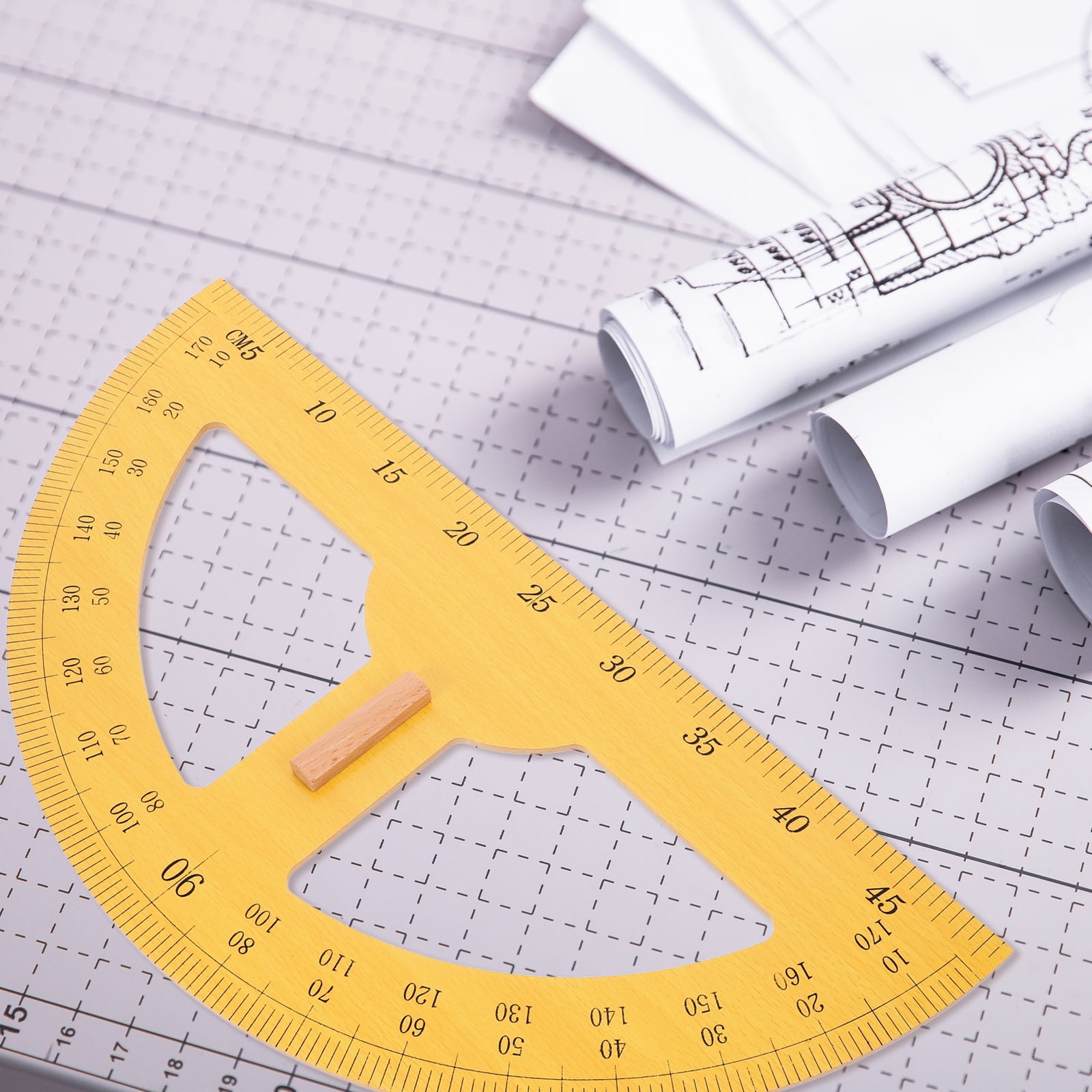 Large Wooden Protractor for Students, Math Drawing and Measurement Tool, Educational Supplies for and School Use