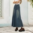 thumbnail image 6 of Fgnfyis Women's Stylish A-line Skirt with Pockets Everyday Leisure Wear Versatile Casual Midi Spring and Summer Washed Denim Skirt Hem Blue XL, 6 of 9