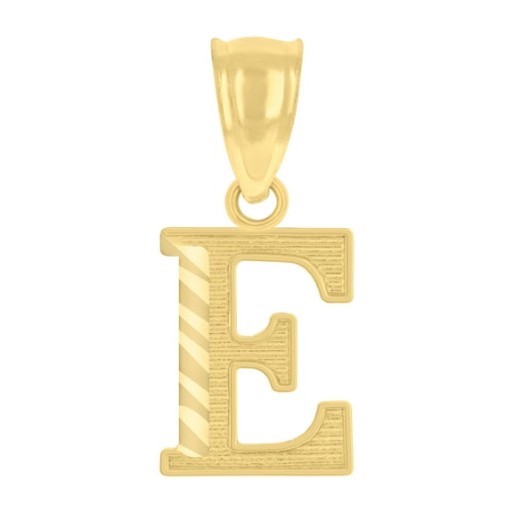 10kt Real Yellow Gold Unisex Initial Letter "E" Charm Pendant