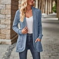 thumbnail image 5 of XEGLSBU Cardigan Sweaters for Women Black Long Womens Loose Fashion Casual Open Front Long Sleeve Cardigan Coat with Pocket Cardigan Sweaters for Women Trendy Fall Blue Size M, 5 of 9