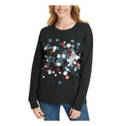 DKNY Womens Cotton Paillettes Sweatshirt