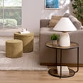 thumbnail image 5 of Round Ottoman with Storage Set of 2 with Coffee Table, 3 in 1 Combination Nesting Furniture Set, Boucle Upholstered Storage Ottoman, Vanity Stool, End Side Table Combo, Dark Yellow, 5 of 7