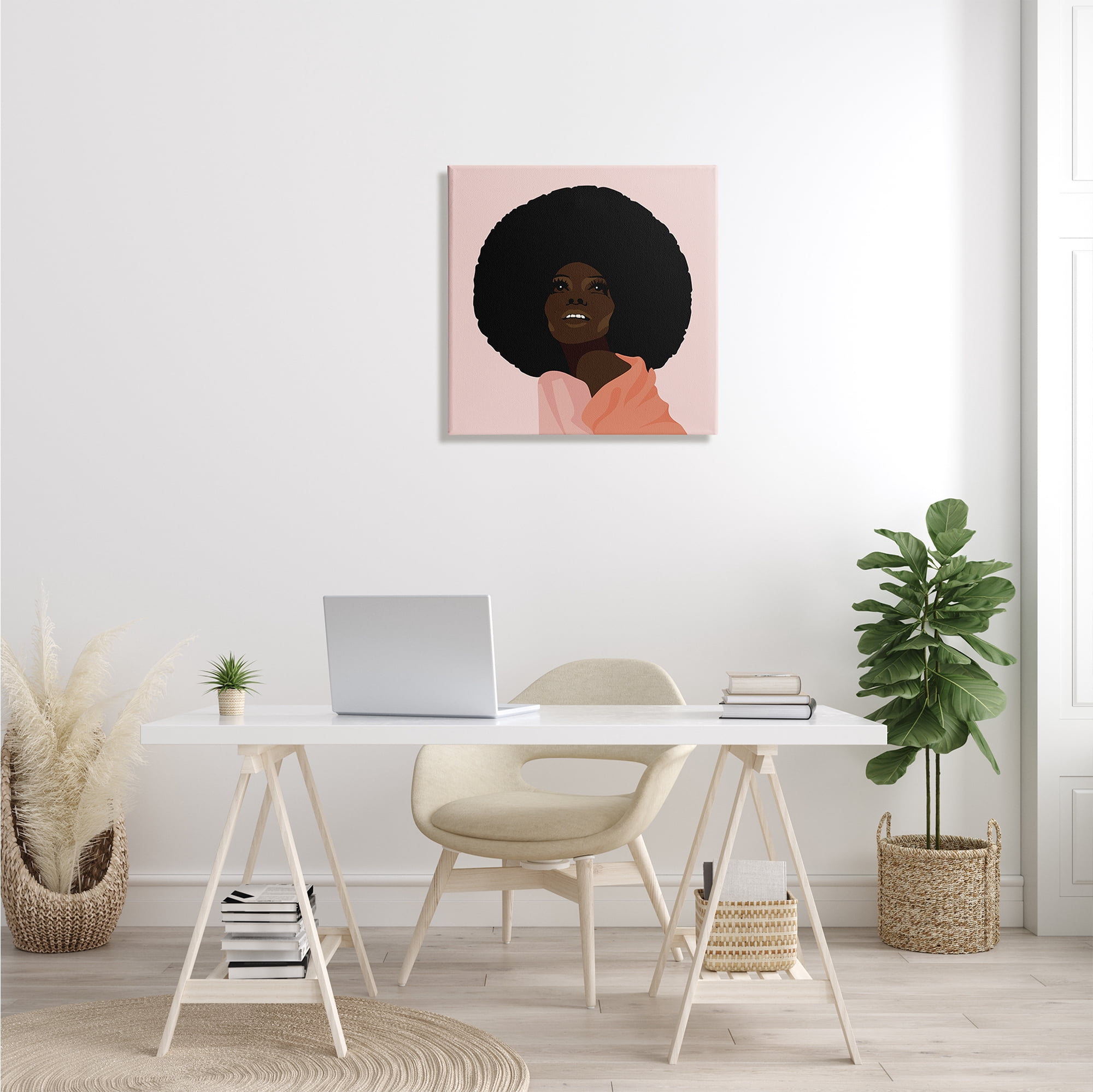 Stupell Industries African American Woman Wearing Pink Glam Fashion Beauty & Fashion Painting Gallery Wrapped Canvas Print Wall Art, 24 x 24
