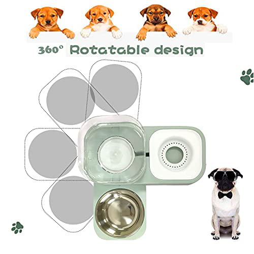 No-Spill Dog Water Bottle & Dish for Cats & Dogs Durable & Detachable Stainless Steel Feeder Bowl SAVFOX 2 in1 Automatic Water Dispenser Pet Bowls Set 