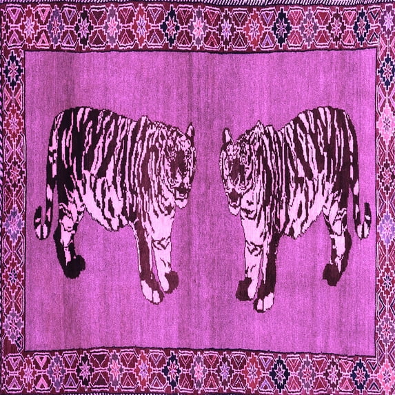 Ahgly Company Indoor Square Persian Purple Traditional Area Rugs, 7' Square