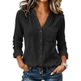 thumbnail image 5 of GZWYHT Gauze Long Sleeve Shirts For Women Spring Button Down Shirts Women Light Thin Summer Cotton Long Sleeve Women T Shirts Black L, 5 of 7