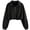 Black, variant on Half Zip Sweatshirts For Women Lapel Long Sleeve Drawstring Hem Tops Fashion Casual Loose Cropped Pullover (2XL, Wine)