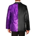 thumbnail image 3 of INSPIRE CHIC Sequin Blazers for Men's Color Block Peak Lapel Tuxedo Wedding Sparkly Suit Jacket S Black Purple, 3 of 5