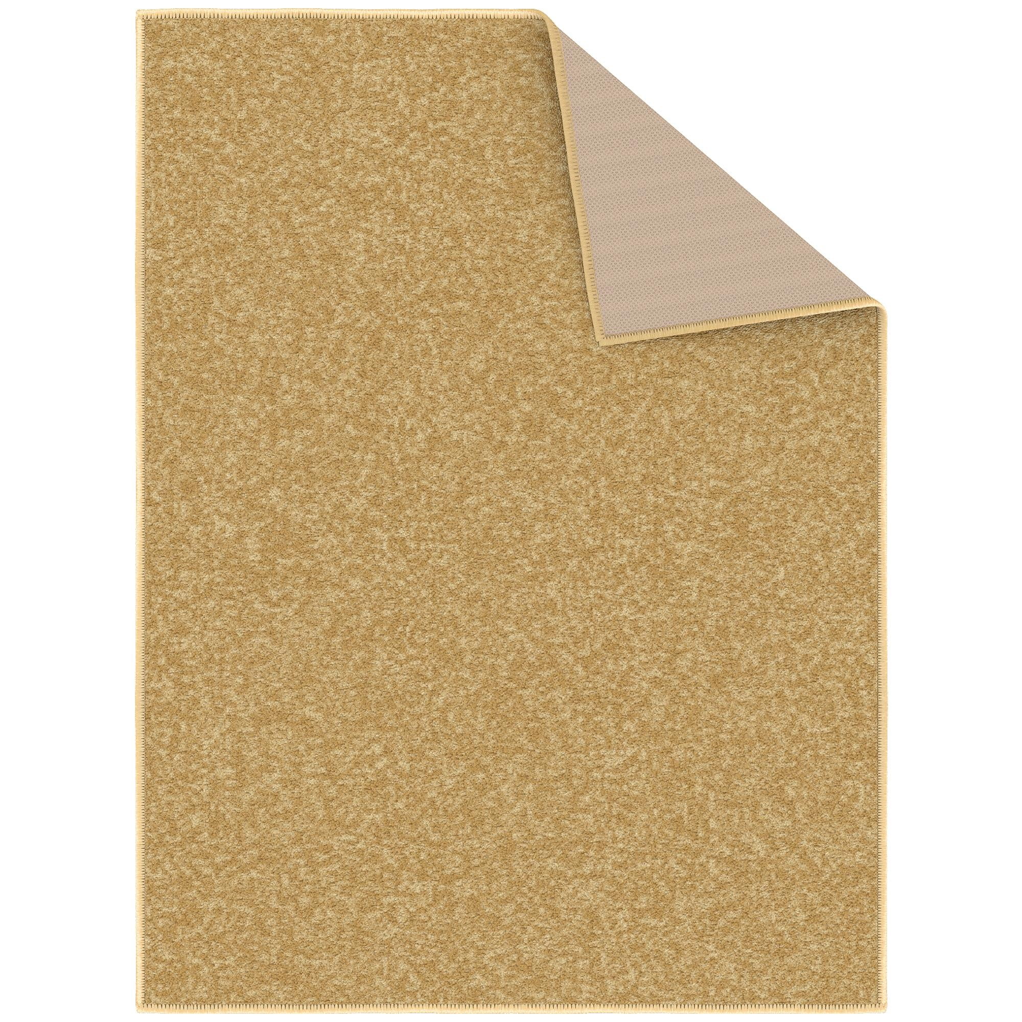 Ottomanson Solid Indoor Doormat 2'3" x 3' - Non Slip Low Pile Area Rug for Entryway, Beige