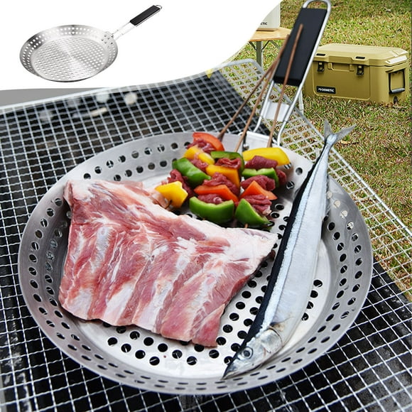 Limited Time Deal Iumwxz Portable Foldable Round Hollow Grill Tray with Handle Outdoor BBQ Grill Tray 30.7x55.6 cm/12.09x21.89 in Hottest Deals Summer Savings Summer Clearance