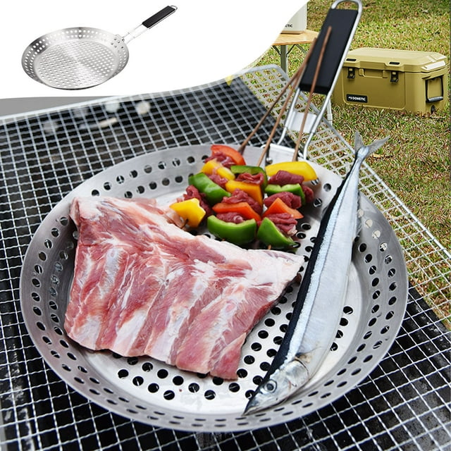 Boovnll Sports et Plein Air, Plateau de Grill Rond Pliable Portable avec Poignée, Barbecue Extérieur, Sports et Plein Air