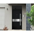 thumbnail image 4 of Front Exterior Prehung Steel Door / Deux 6072 Black Enamel / Top Exterior Window Sidelite / Entry Metal Modern Painted W36" x H80+16" Left hand Inswing, 4 of 5