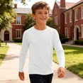 thumbnail image 7 of Kids Long Sleeve Shirts Quick Dry Sun Protection Workout Gym Tops Crewneck Breathable Comfy Sports Tops for 5-14 Years, 7 of 7