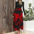 thumbnail image 4 of Hvot&aat Ladies Elegant Long Sleeve Dress A-line Floral Flowy Dress Ruffle Cocktail Party Wedding Guests Midi Dress, 4 of 7