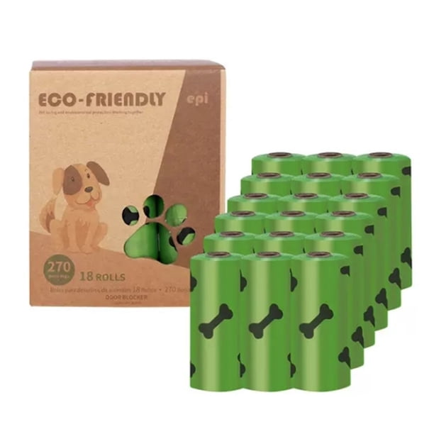 Oferta por tiempo limitado!Bolsas para excrementos de perros, 270 unidades, 18 rollos, extra grandes de 9 x 13 pulgadas, bolsas para excrementos extra gruesas y a prueba de fugas para perros con