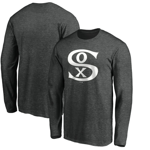Men's Charcoal Chicago White Sox Cooperstown Collection Huntington Logo Long Sleeve T-Shirt
