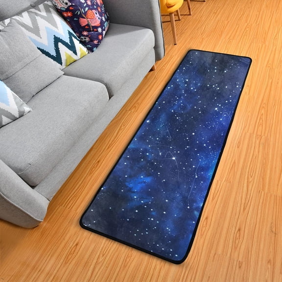Bright Star in Sky Hallway Runner Rug 2'X6' Non-Slip Washable Carpet Runner Kitchen Entryway Laundry Bedroom
