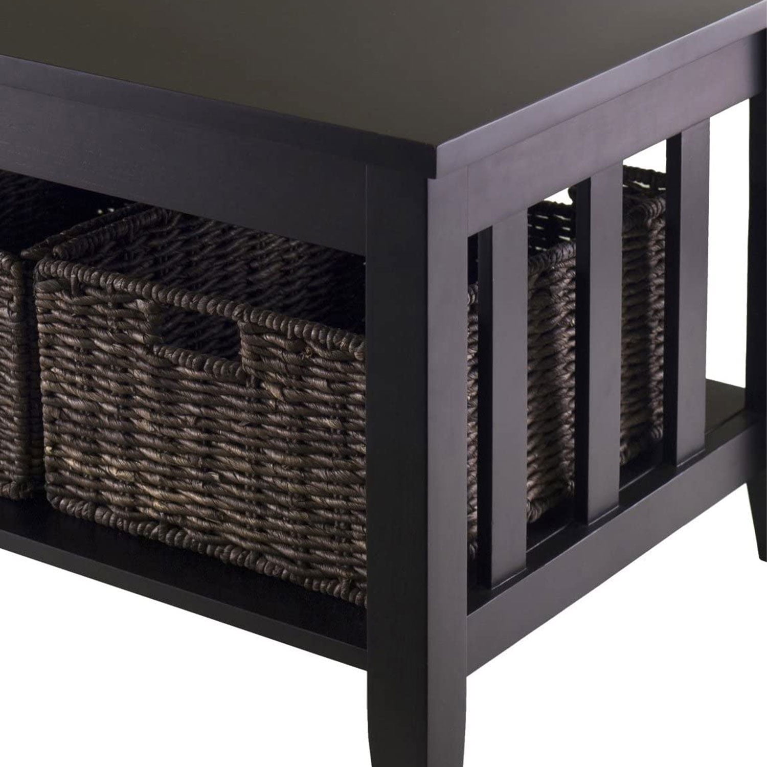 Winsome Wood Morris Coffee Table with 3 Storage Baskets, Espresso Finish