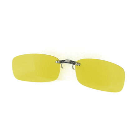 Women Men Clear Yellow Rimless Lens Clip On Sunglasses