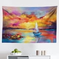 thumbnail image 1 of Abstract Oil Painting Tapestry, Modern Art with Boat Sail on The Sea Illustration of Nautical Motifs, Fabric Wall Hanging Decor for Bedroom Living Room Dorm, 2 Sizes, Multicolor, by Ambesonne, 1 of 1