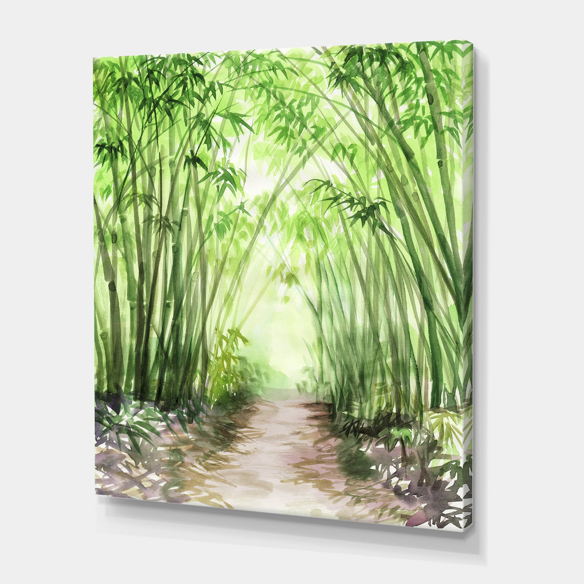 Designart ' Little Road Through Bamboo Forest ' Traditional Canvas Wall Art Print