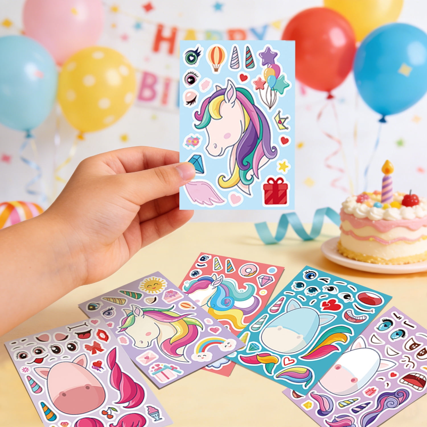 84Pcs Unicorn Birthday Party Favors Set, DIY Unicorn Decor Kit with Stickers, Bags, Pens, Notebooks and Scratch Cards for Birthday Party Supplies