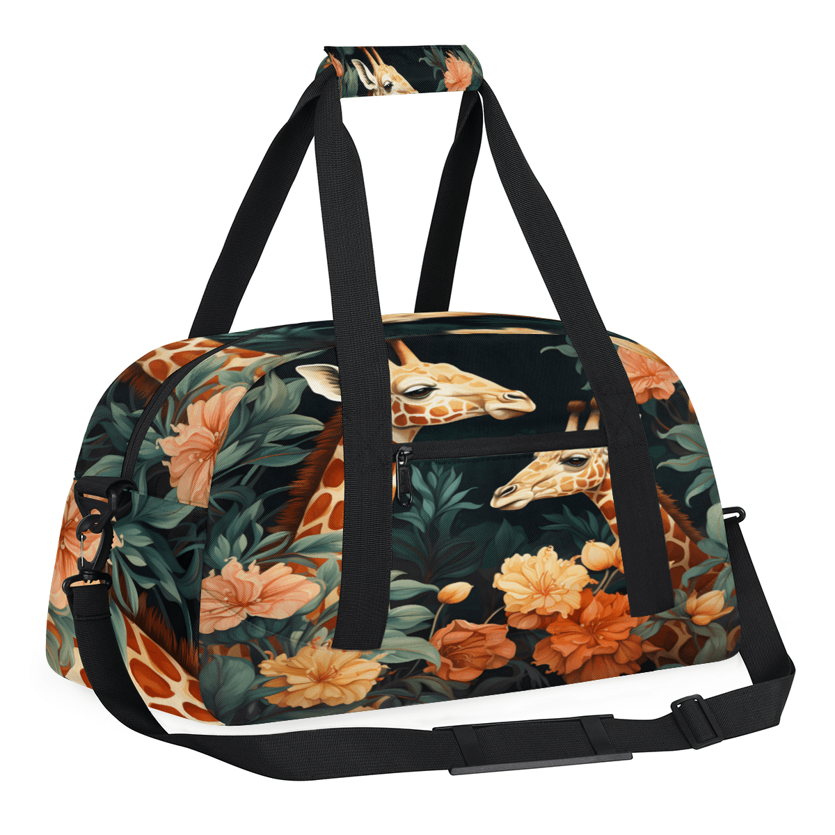 Herdesigns Giraffe Sports Duffle Bag for Women & Men, Animal Theme Gym Bag Dance Bag Overnight Bag Carry On Weekender Travel Bag