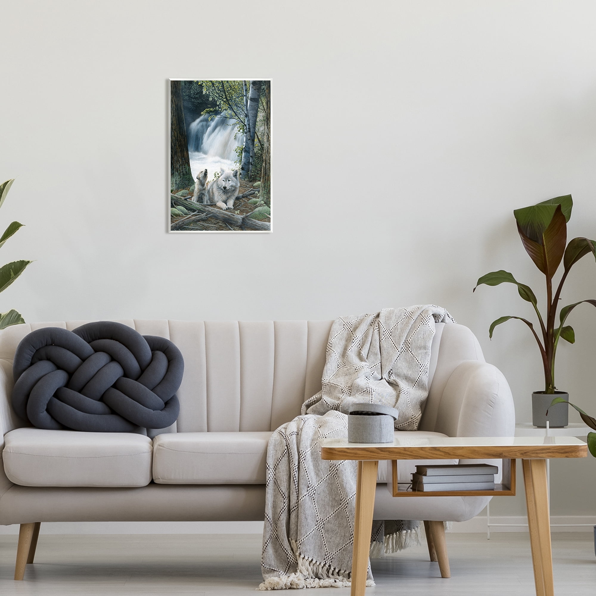 Stupell Industries Wolves by Forest Waterfall Animals & Insects Painting Unframed Art Print Wall Art, 13 x 19
