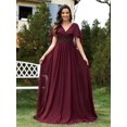 thumbnail image 1 of Lucyinlove elegante gasa de manga corta vestidos de noche formales largos 2025 mujeres de lujo vestido de fiesta de dama de honor cóctel vestidos de graduación, 1 of 5