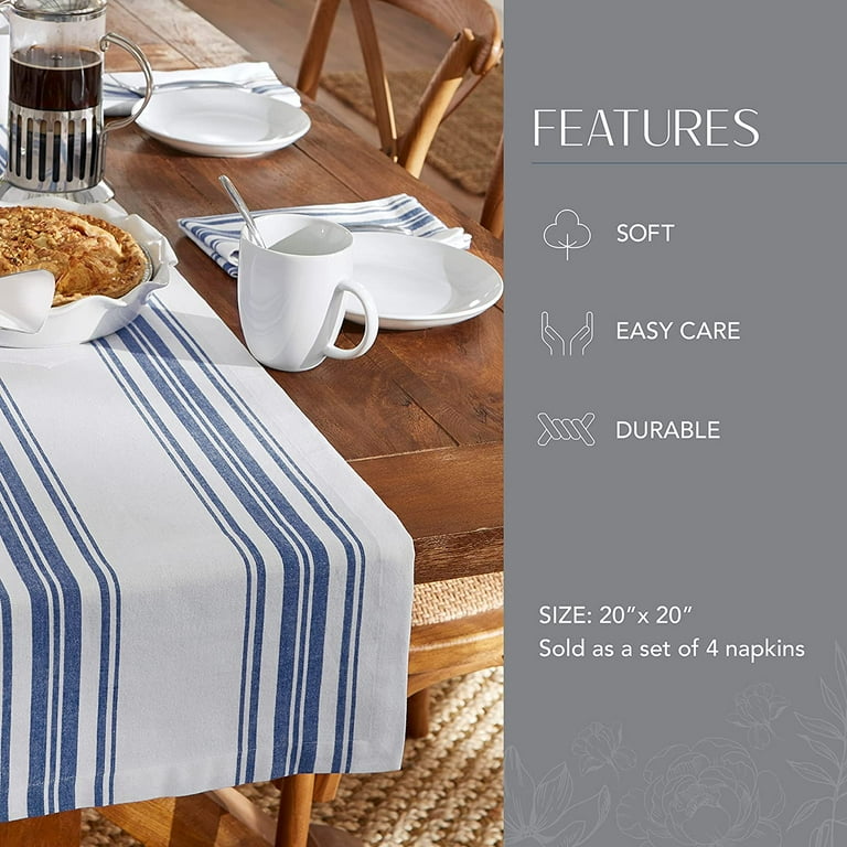 Farmhouse Living Homestead Stripe 20 in. x 20 in. Blue/White Napkins (4-Pack) Farmhouse Living Homestead Stripe 20 in. x 20 in. Blue/White Napkins (4-Pack)