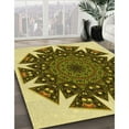 thumbnail image 3 of Ahgly Tapis Rond Lavable en Machine Intérieur Transitionnel Chrome Or Jaune, 7 Pieds Rond, 3 of 7