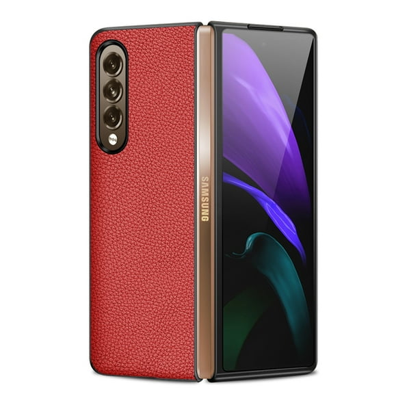 Samsung Galaxy Z Fold 3 5G Case (7.6 Inch) - TECH CIRCLE Lightweight Synthetic Leather Android Cell Phone Case Scratch Resistant Slim Thin Simple Cover (B Red)