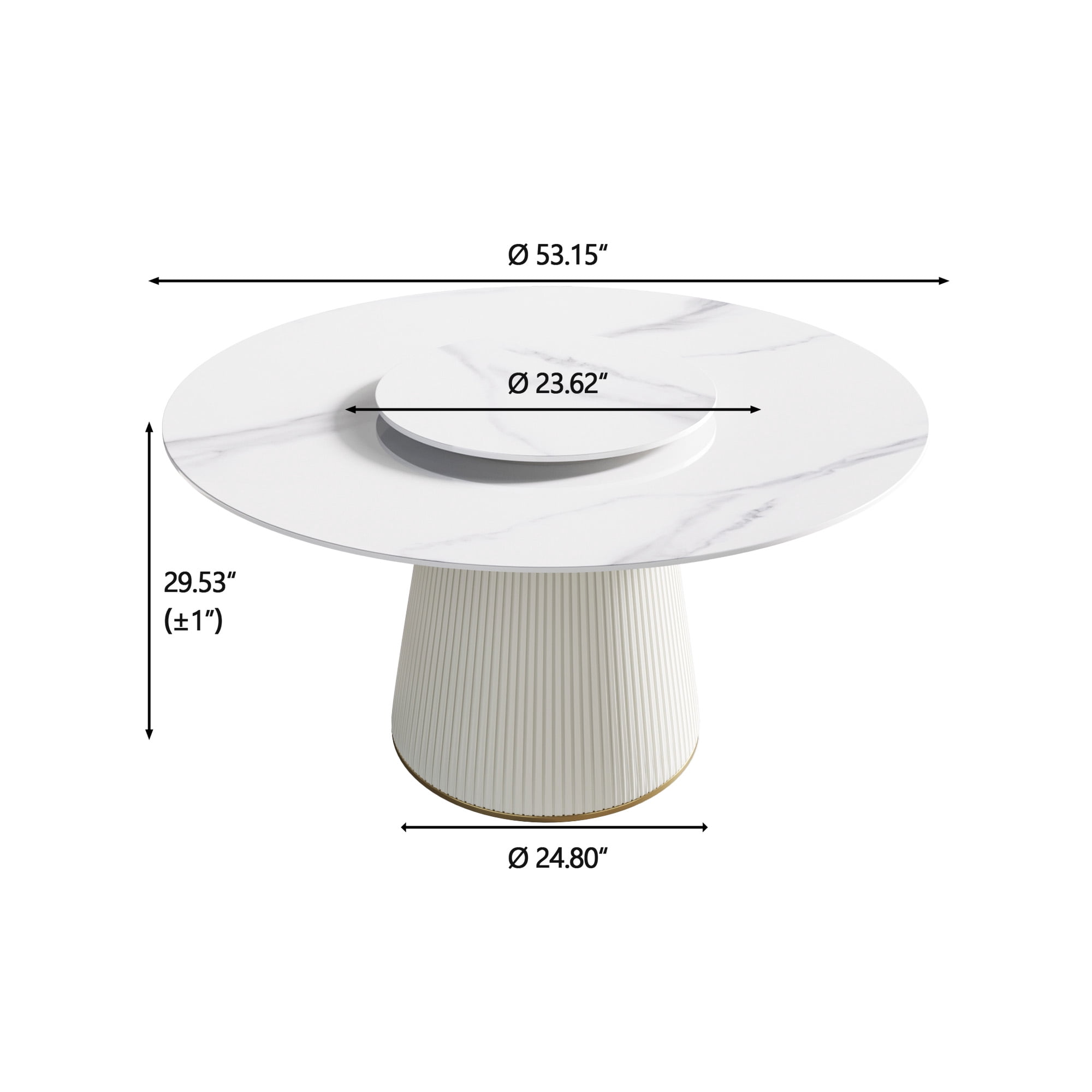 LovingAHome 53" Modern White Marble Sintered Stone Round Kitchen Dining Table with White (Only Table)
