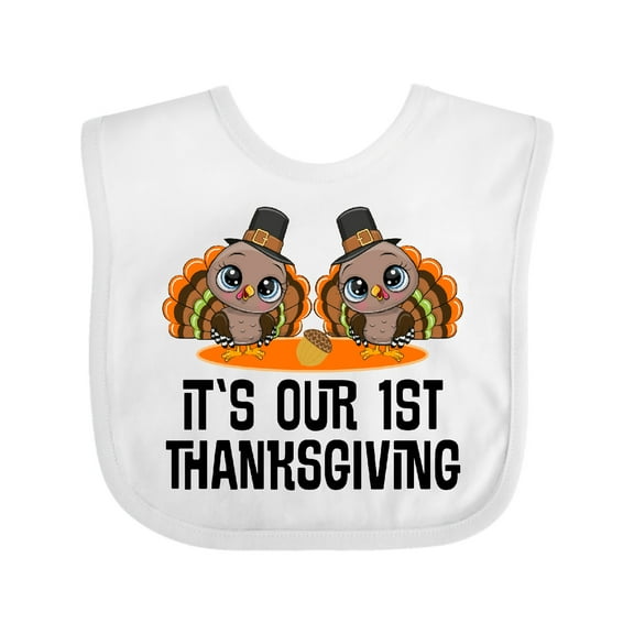 Inktastic Twins First Thanksgiving Turkey Boys or Girls Baby Bib