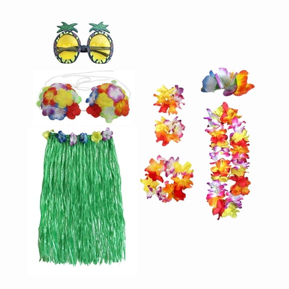Yingyy hawaiian Skirt Costume Set Fancy Dress Luau Hawaiian skirt National Dress Cosplay 80cm Pink