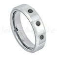 thumbnail image 1 of 6mm Ladies Polished Beveled Tungsten Ring - 0.21ctw Black Diamond 3-stone Band - Personalized Tungsten Wedding Ring - Custom Made April Birthstone Ring TN048BS, 1 of 1