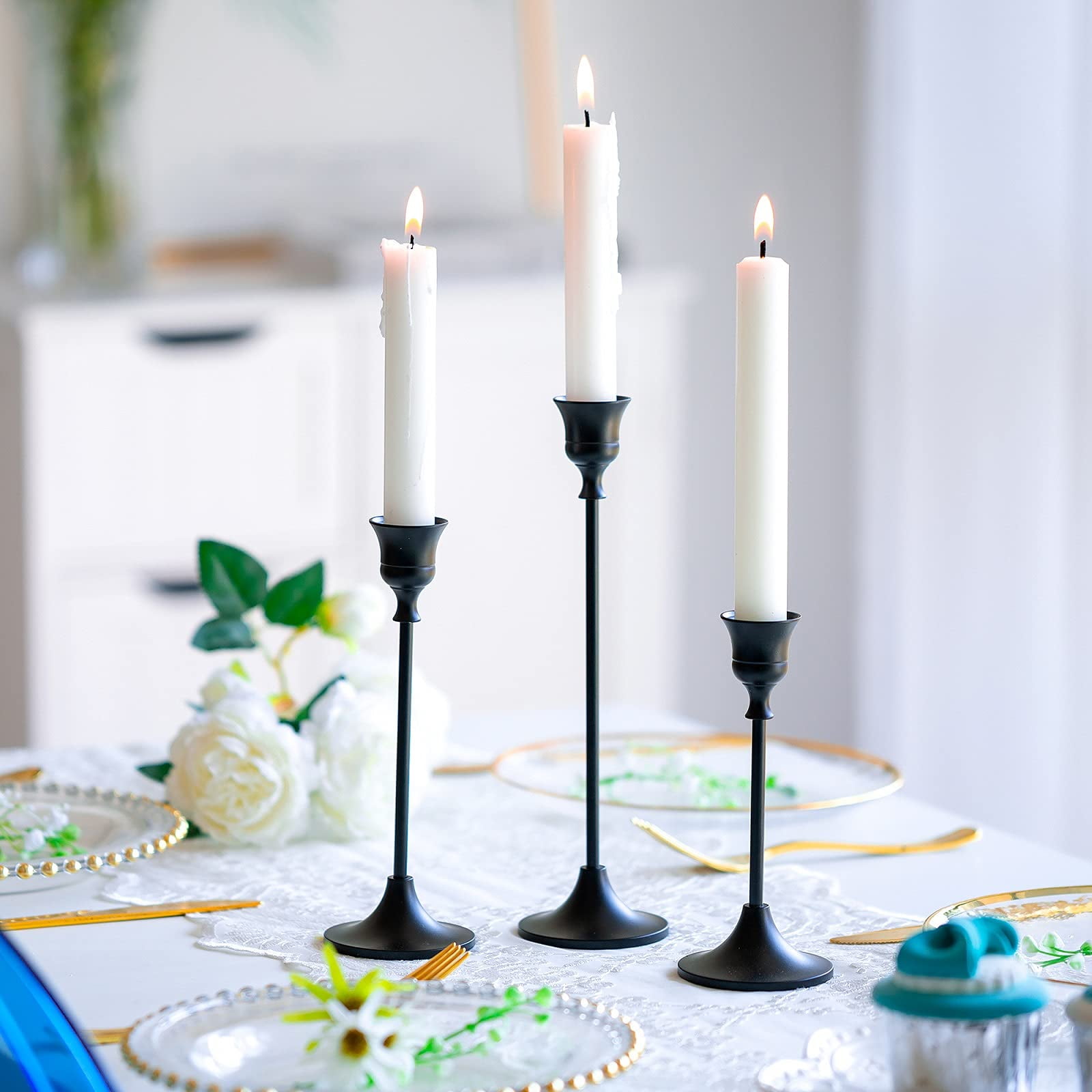 Nuptio Set of 30 Black Candlestick Holders - Tapered, Bulk Nuptio Set of 30 Black Candlestick Holders - Tapered, Bulk