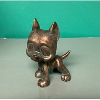 LPS LITTLEST PET SHOP PIES DOG METALOWY Bronze Metallic Rare Figure Dog New