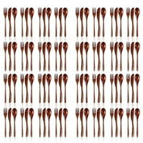 Wooden Spoon Fork Knife Cutlery Set Wooden Dinner Utensil Set Kitchen Wooden Flatware Tableware Cutlery Set (96 Pieces)