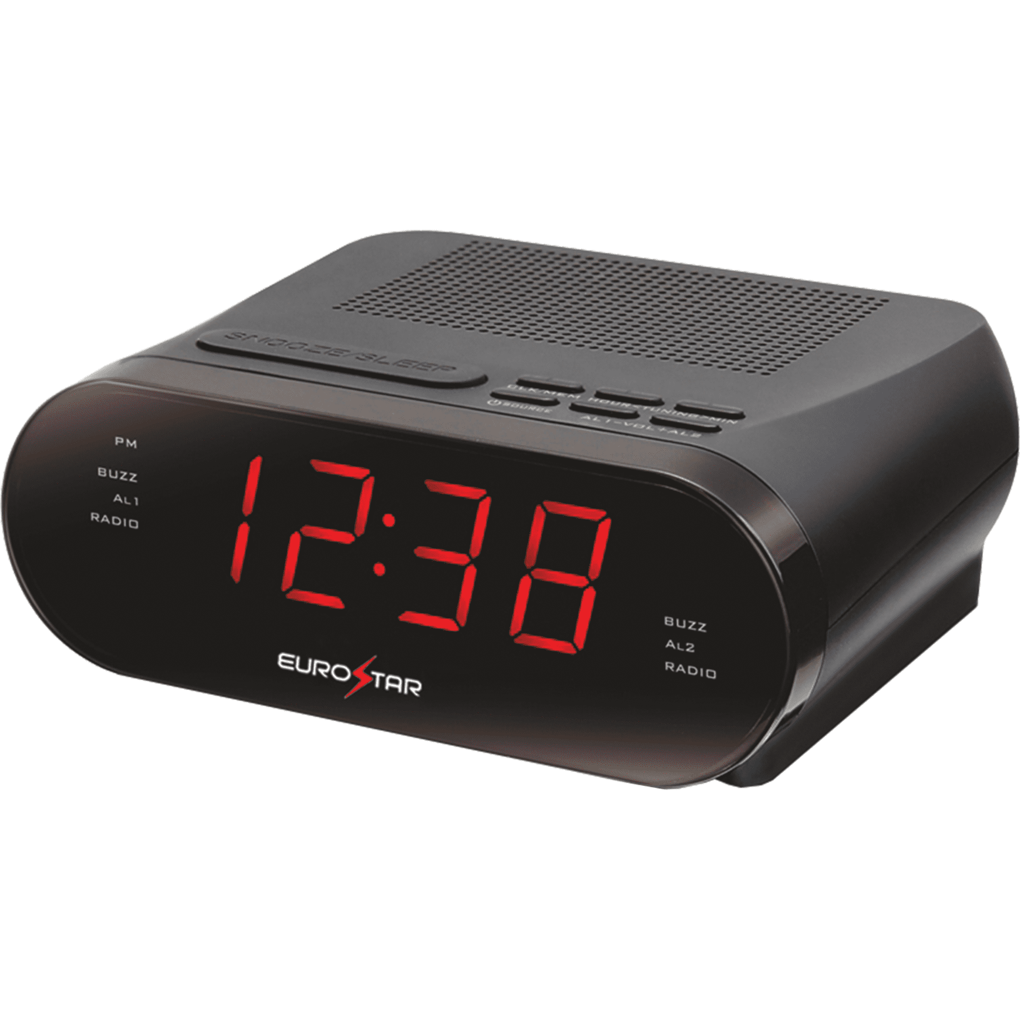 EUROSTAR CR909 Alarm Clocks, Dual Alarm AM/FM, Black