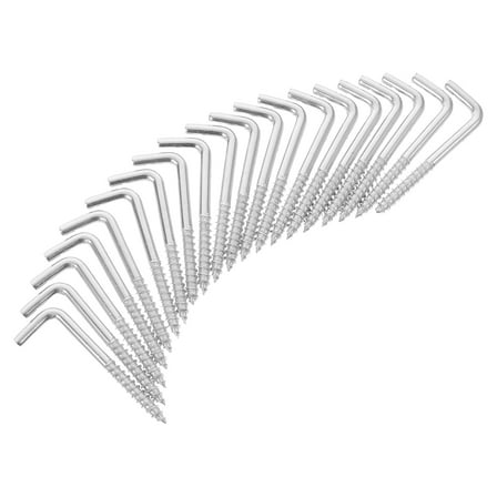 FONDOTIN L Shape Screw Hooks, 20 Pcs Galvanized Steel Hooks for Hanging, and Rust-Resistant Hardware