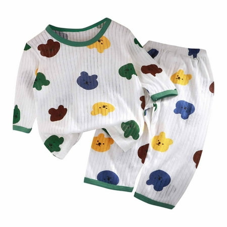 Fesfesfes Clearance Toddler s 2-Piece Loungewear Set Soft Long Sleeve Top and Comfort Pants Two Piece Set for Girls and Boys Home Wear(Green#2 3 Years)