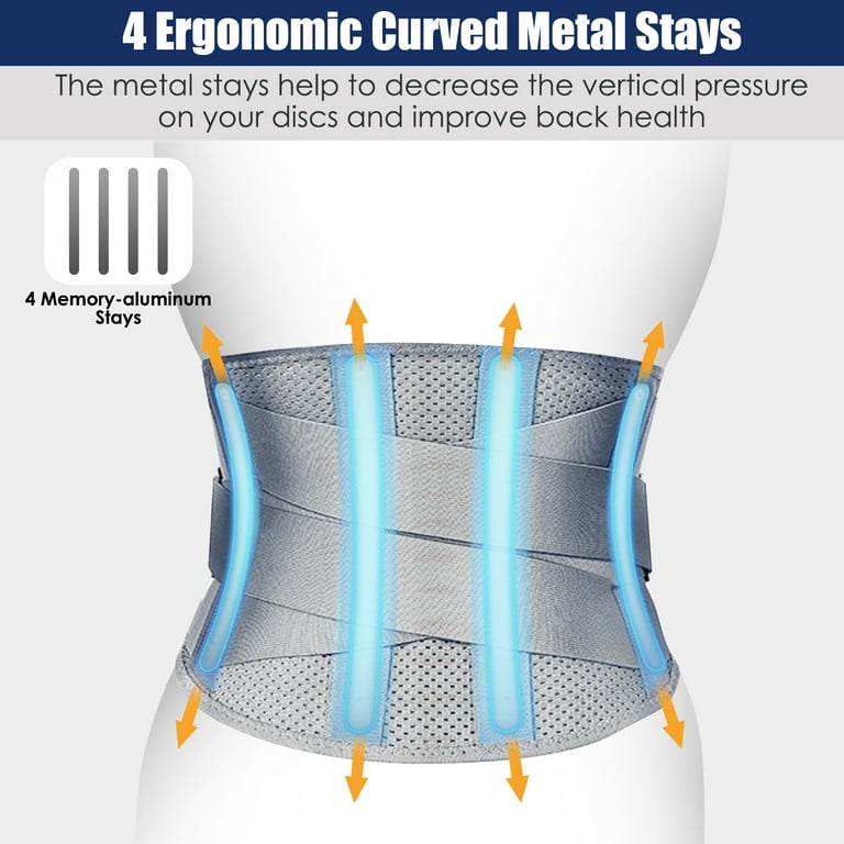 Back Brace for Lower Back Pain with 4 Stays, Breathable Self